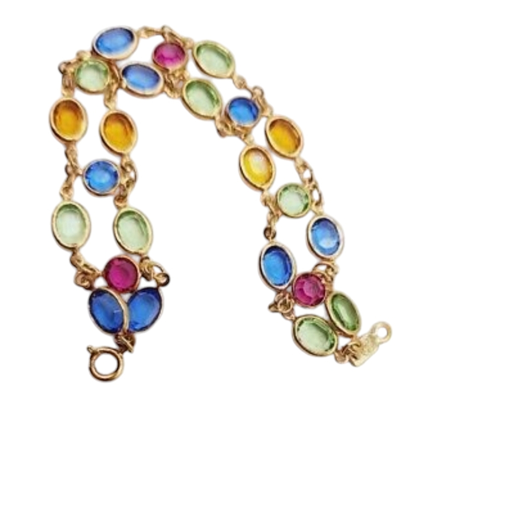 Gorgeous Bezel Set Swarovski Crystal Colorful Vintage Bracelet. ✨️ - Picture 6 of 13